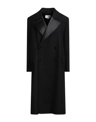 Mm6 Maison Margiela Woman Coat Black Size M Wool, Polyamide, Polyester