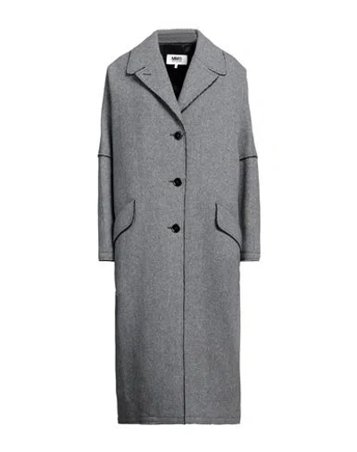 Mm6 Maison Margiela Woman Coat Grey Size 6 Wool, Polyamide