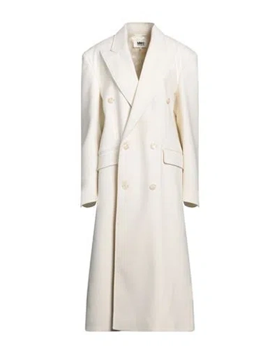 Mm6 Maison Margiela Woman Coat Ivory Size 8 Polyester, Viscose, Elastane In White