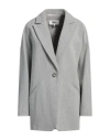 Shop Mm6 Maison Margiela Woman Coat Light Grey Size 4 Virgin Wool, Polyamide
