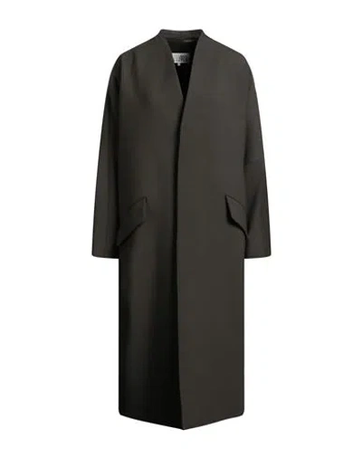 Mm6 Maison Margiela Woman Coat Military Green Size 6 Polyester, Virgin Wool, Elastane
