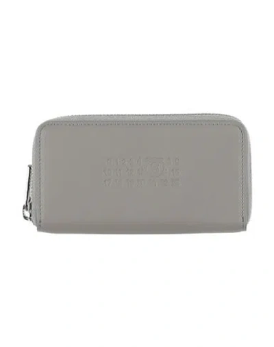 Mm6 Maison Margiela Woman Coin Purse Grey Size - Cow Leather In Gray