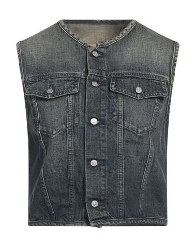 Mm6 Maison Margiela Woman Denim Outerwear Blue Size 2 Cotton In Gray