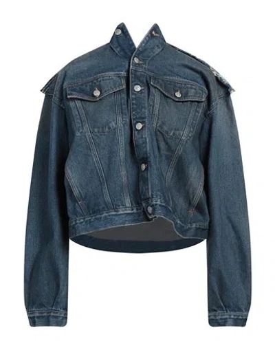 Mm6 Maison Margiela Woman Denim Outerwear Blue Size 10 Cotton