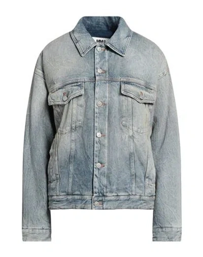 Mm6 Maison Margiela Woman Denim Outerwear Blue Size 6 Cotton