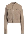 Mm6 Maison Margiela Woman Denim Outerwear Light Brown Size 8 Cotton In Beige