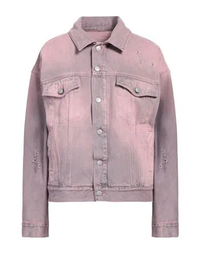 Mm6 Maison Margiela Woman Denim Outerwear Pink Size 10 Cotton