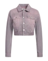 Mm6 Maison Margiela Woman Denim Outerwear Mauve Size 8 Cotton In Purple