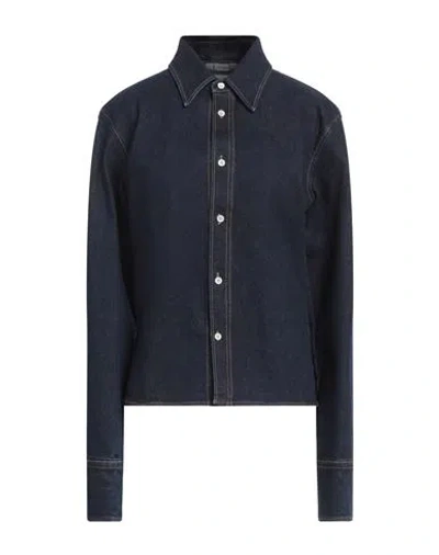 Mm6 Maison Margiela Woman Denim Shirt Blue Size 4 Cotton, Elastane