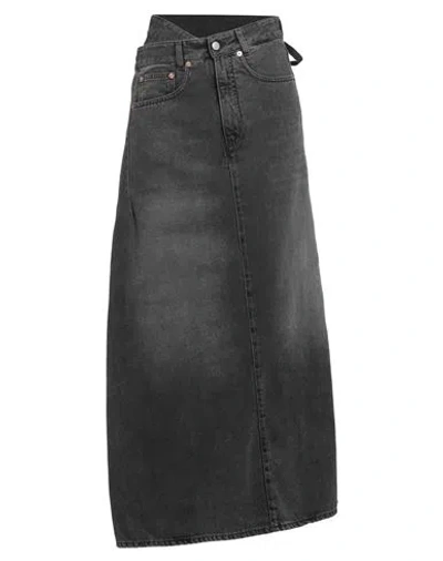 Mm6 Maison Margiela Woman Denim Skirt Black Size 6 Cotton