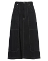 Mm6 Maison Margiela Lurex Stitching Midi Denim Skirt In Black