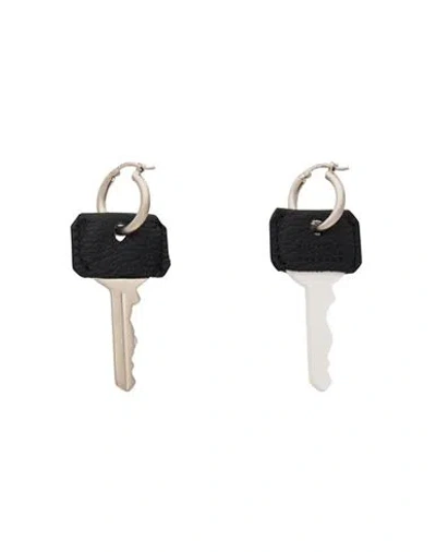 Mm6 Maison Margiela Leather Earrings In Black