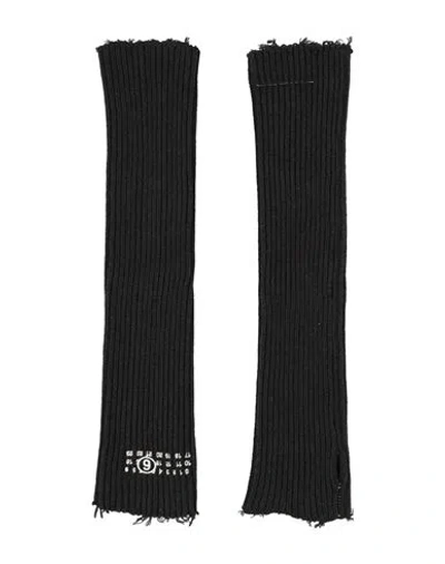 Mm6 Maison Margiela Woman Gloves Black Size L Cotton, Wool, Polyamide, Elastane