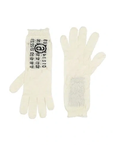 Mm6 Maison Margiela Woman Gloves Ivory Size M Virgin Wool In White