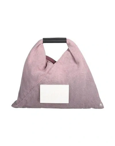 Mm6 Maison Margiela Woman Handbag Mauve Size - Cotton, Calfskin, Brass In Purple