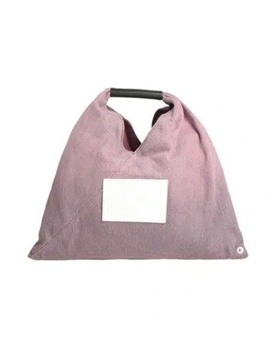 Mm6 Maison Margiela Woman Handbag Mauve Size - Cotton, Cow Leather, Brass In Purple