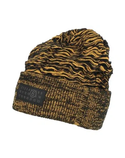Mm6 Maison Margiela Woman Hat Marigold Size S Acrylic, Virgin Wool, Polyamide, Mohair Wool In Yellow