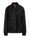 Mm6 Maison Margiela Black Stand-up Ribbed Collar Jacket In Black