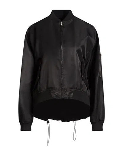 Mm6 Maison Margiela Woman Jacket Black Size 8 Polyamide