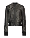 Mm6 Maison Margiela Woman Jacket Dark Brown Size 6 Calfskin, Wool, Polyamide, Elastane In Brown