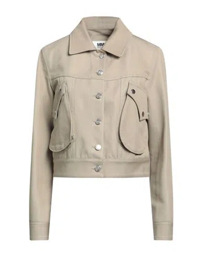 Mm6 Maison Margiela Woman Jacket Khaki Size 8 Cotton In Beige