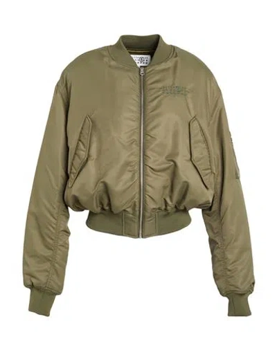 Mm6 Maison Margiela Woman Jacket Military Green Size 8 Polyamide