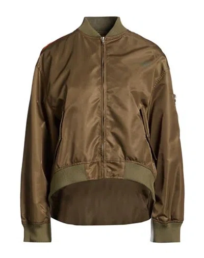 Mm6 Maison Margiela Woman Jacket Military Green Size 8 Polyamide In Brown
