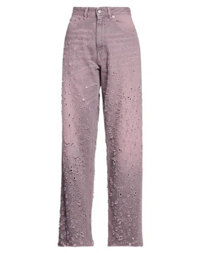 Mm6 Maison Margiela Woman Denim Pants Pastel Pink Size 31 Cotton