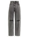 Mm6 Maison Margiela Distressed Cotton Jeans For Women In Gray
