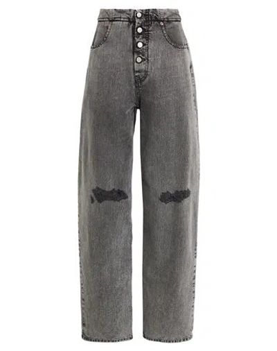 Mm6 Maison Margiela Woman Jeans Black Size 30 Cotton In Gray