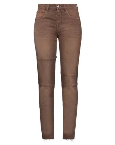 Mm6 Maison Margiela Woman Jeans Brown Size 6 Cotton, Elastane