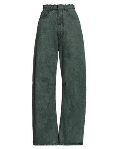 Mm6 Maison Margiela Woman Jeans Green Size 29 Cotton