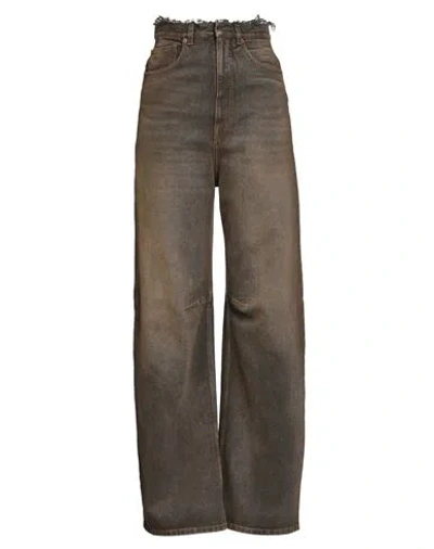 Mm6 Maison Margiela Woman Jeans Khaki Size 30 Cotton In Brown