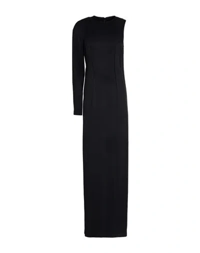 Mm6 Maison Margiela Fluid Cupro Twill Long Dress In Black