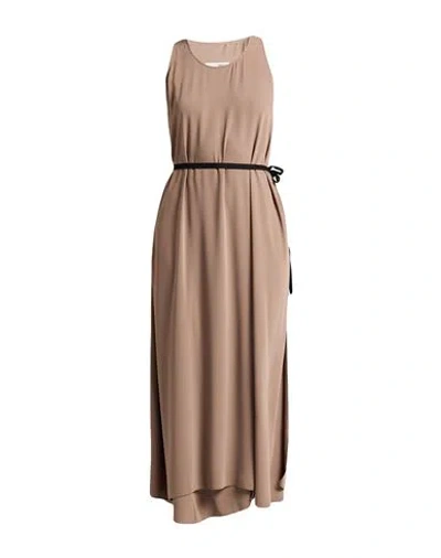 Mm6 Maison Margiela Woman Maxi Dress Khaki Size 4 Polyester In Beige
