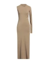 Mm6 Maison Margiela Woman Maxi Dress Khaki Size Xxl Cotton, Elastane In Beige