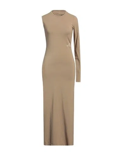 Mm6 Maison Margiela Woman Maxi Dress Khaki Size Xxl Cotton, Elastane In Beige