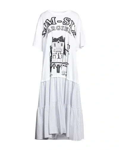 Mm6 Maison Margiela Woman Maxi Dress White Size L Cotton, Elastane