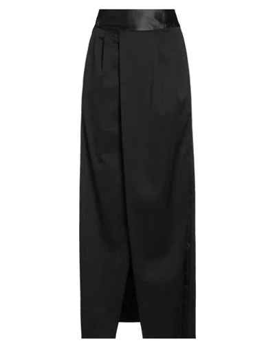 Mm6 Maison Margiela Woman Maxi Skirt Black Size 8 Polyester, Virgin Wool, Elastane