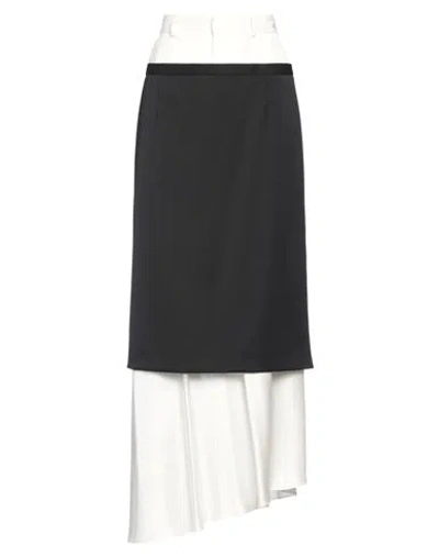 Mm6 Maison Margiela Woman Maxi Skirt Ivory Size 8 Polyester, Virgin Wool, Elastane, Viscose In Black