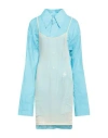Mm6 Maison Margiela Woman Midi Dress Azure Size L Cotton, Polyamide, Elastane In Blue