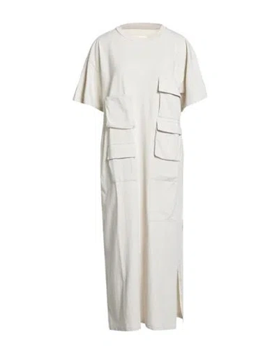 Mm6 Maison Margiela Woman Midi Dress Beige Size M Cotton In White