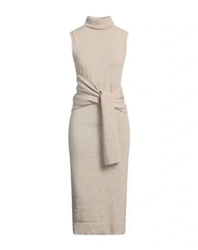 MM6 MAISON MARGIELA MM6 MAISON MARGIELA WOMAN MIDI DRESS BEIGE SIZE M WOOL, POLYAMIDE