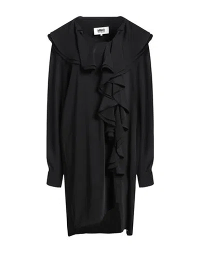 Mm6 Maison Margiela Black Ruffled Midi Dress In 900 Black