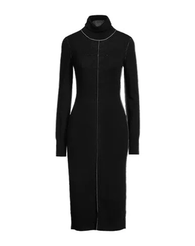 Mm6 Maison Margiela Woman Midi Dress Black Size L Virgin Wool, Acrylic