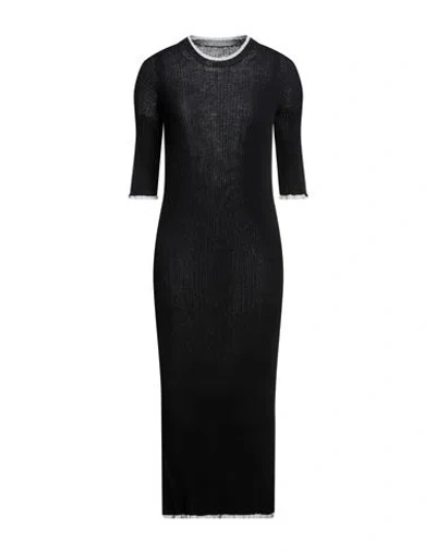 Mm6 Maison Margiela Woman Midi Dress Black Size M Wool, Polyamide