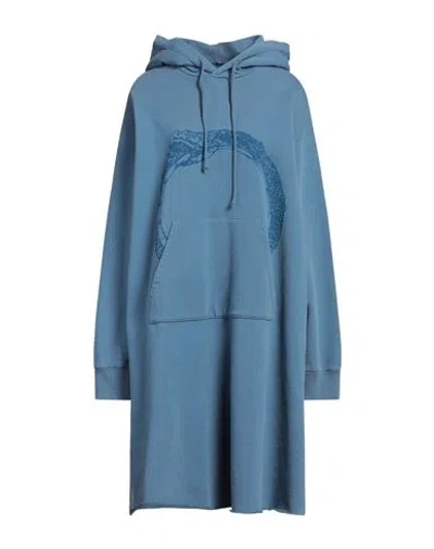 Mm6 Maison Margiela Woman Midi Dress Blue Size L Cotton, Elastane In Blue