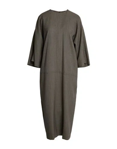 Mm6 Maison Margiela Woman Midi Dress Chocolate Brown Size 6 Virgin Wool In Green