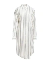 Mm6 Maison Margiela Woman Midi Dress Ivory Size 4 Cotton, Virgin Wool In White