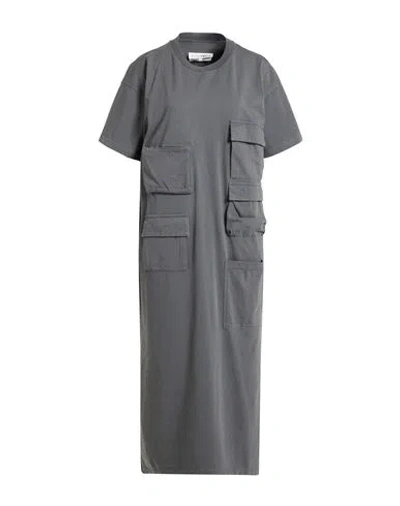 Mm6 Maison Margiela Woman Midi Dress Lead Size L Cotton In Gray